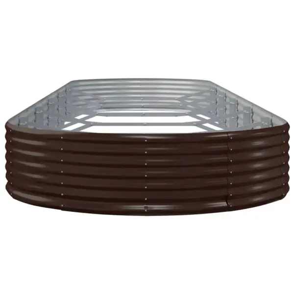 Pruun ovaalne aia taimelava galvaniseeritud terasest, 523 x 140 x 36 cm - 4