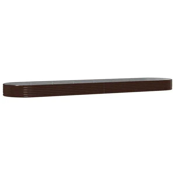 Pruun galvaniseeritud terasest aia taimelava, 600 x 140 x 36 cm, ovaalne - 2