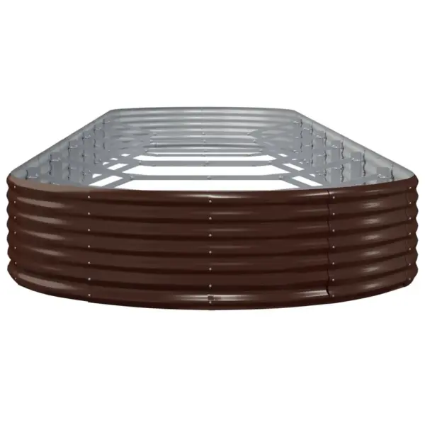 Pruun galvaniseeritud terasest aia taimelava, 600 x 140 x 36 cm, ovaalne - 4