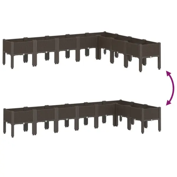 Jalgadel taimekast rotangi välimusega, pruun PP, 200 x 160 x 42 cm – 6