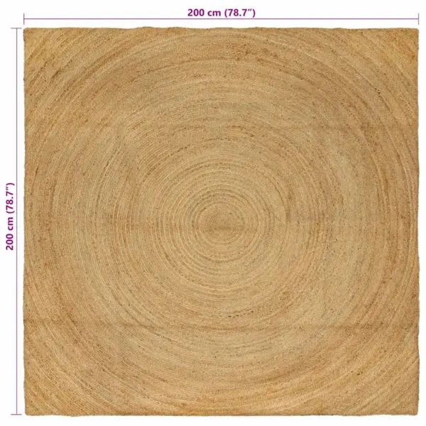 Pruun kandiline džuutvaip 200 x 200 cm, masinpestav – 8