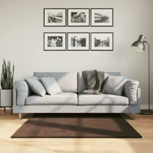 Pruun kandiline vaip HUARTE, 120 x 120 cm, polüester, libisemisvastane