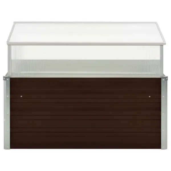 Kasvuhoone istutuskastiga, pruun, tsingitud teras ja PC-katus, 100 x 100 x 85 cm – 3