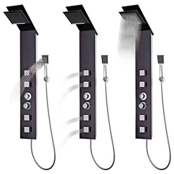 Multifunktsionaalne dušipaneel vihmaduši ja massaažifunktsiooniga, pruun klaas, 18 x 42 x 133 cm – 3