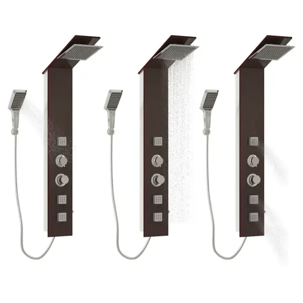 Pruun klaasist dušipaneelisüsteem vihmaduši, massaažijugade ja käsidušiga, 18 x 42 x 127 cm – 9
