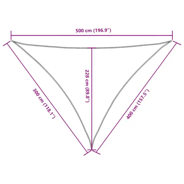 Kolmnurkne veekindel päikesepuri, pruun, 3 x 4 x 5 m, oxford-kangas – 10
