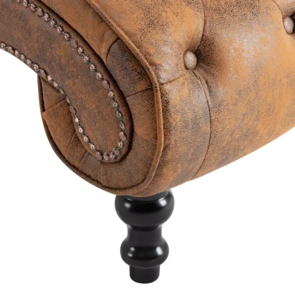 Pruun kunstseemisnahast kanapee nööpdetailidega, 145 x 52 x 77 cm – 6