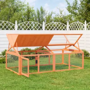 Väliaedik väikeloomadele hingedega katusega, pruun männipuit, 200 x 112,5 x 74 cm