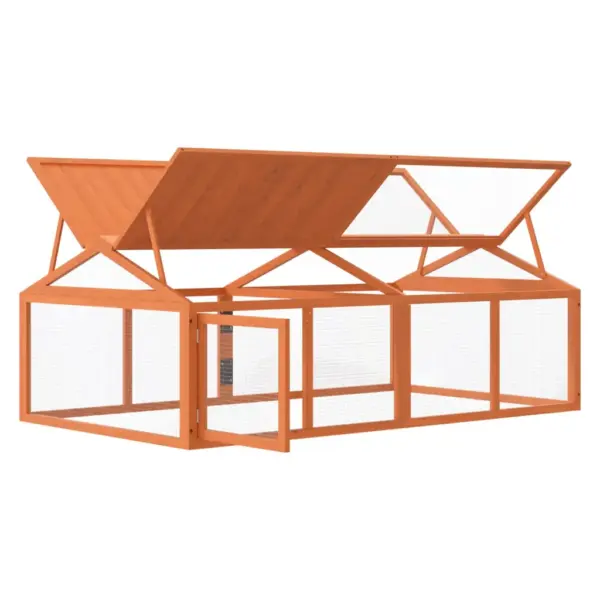 Väliaedik väikeloomadele hingedega katusega, pruun männipuit, 200 x 112,5 x 74 cm – 4