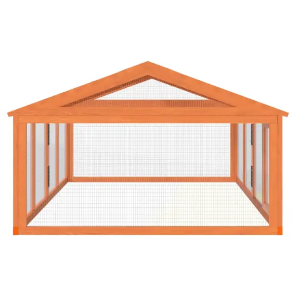 Väliaedik väikeloomadele hingedega katusega, pruun männipuit, 200 x 112,5 x 74 cm – 5