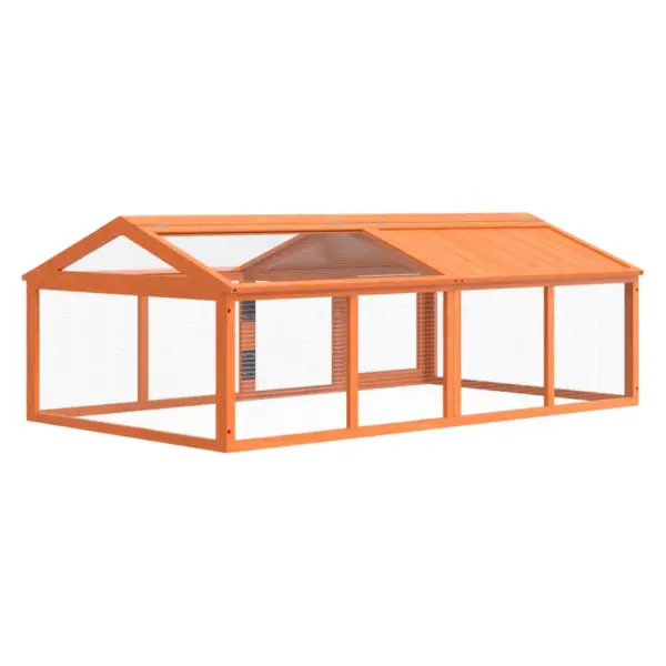 Väliaedik väikeloomadele hingedega katusega, pruun männipuit, 200 x 112,5 x 74 cm – 6