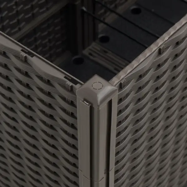 Pruun modulaarne aia taimekast rotangimustriga, PP, 4 moodulit, 160 x 40 x 53 cm – 6