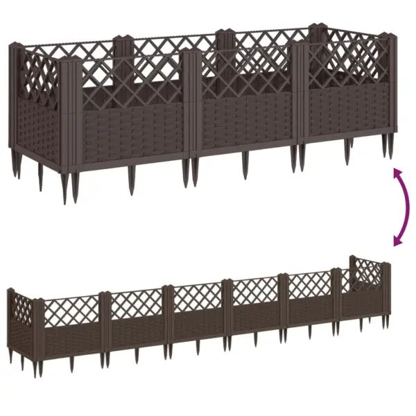 Modulaarne pruun aiataimekast vaiadega, rotangiviimistlusega PP, 123,5 x 43,5 x 43,5 cm – 6