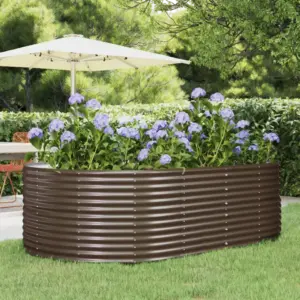Pruun ovaalne aia taimekast galvaniseeritud terasest, 212 x 140 x 68 cm
