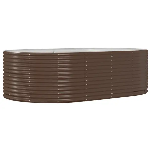 Pruun ovaalne aia taimekast galvaniseeritud terasest, 212 x 140 x 68 cm – 2