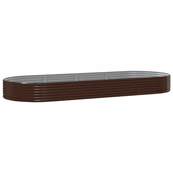 Ovaalne aia taimekast, pruun galvaniseeritud teras, 373 x 140 x 36 cm – 2