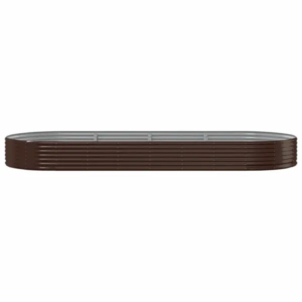 Ovaalne aia taimekast, pruun galvaniseeritud teras, 373 x 140 x 36 cm – 3