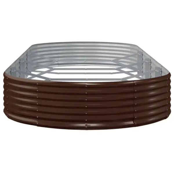 Ovaalne aia taimekast, pruun galvaniseeritud teras, 373 x 140 x 36 cm – 4