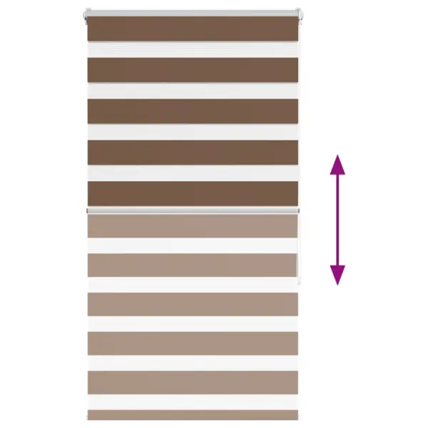 Pruun sebra ruloo triibuline 85 x 150 cm, kanga laius 80,9 cm, polüester – 5