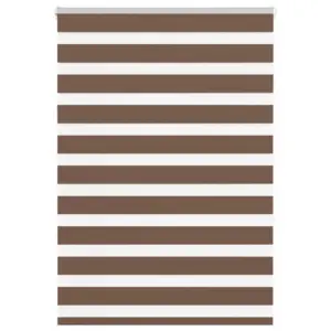 Pruun sebraruloo triibuline ketiühendusega, 110 x 150 cm, 100% polüester, alumiiniumsiiniga