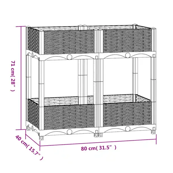 Pruun taimekast 2 riiuliga, PP polüpropüleen, 80 x 40 x 71 cm – 7