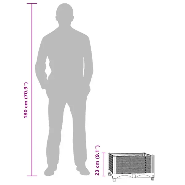 Pruun taimekast 40 x 40 x 23 cm, polüpropüleenist – 8