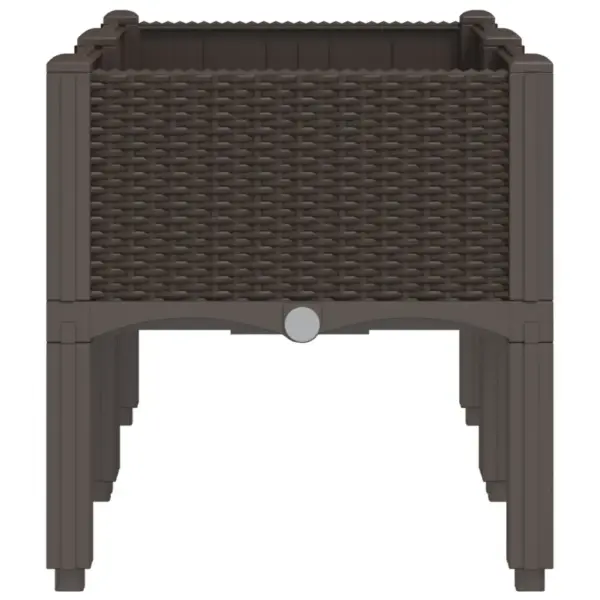 Rotangimustriga taimekast jalgadel, pruun, PP, 80 x 40 x 42 cm – 4