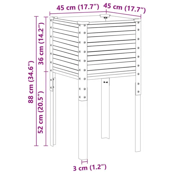 Pruun terasest kõrge lillekast aeda, 45 x 45 x 88 cm – 8
