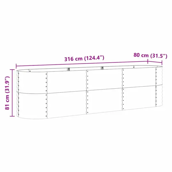 Pruun terasest kõrge peenar, 316 x 80 x 81 cm, välitingimustesse – 11