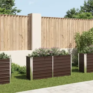 Pruun tsingitud terasest taimelava, 160 x 40 x 77 cm