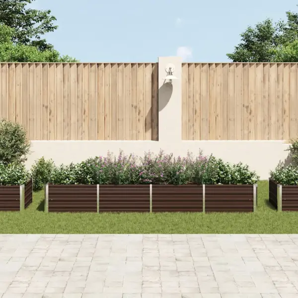 Pruun metallist taimelava aeda, tsingitud teras, 320 x 80 x 45 cm – 3