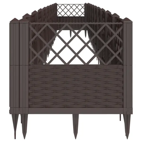 Modulaarne vaiadega taimekast aiapiirdeks, pruun PP rotangimustriga, 363,5 x 43,5 x 43,5 cm – 4