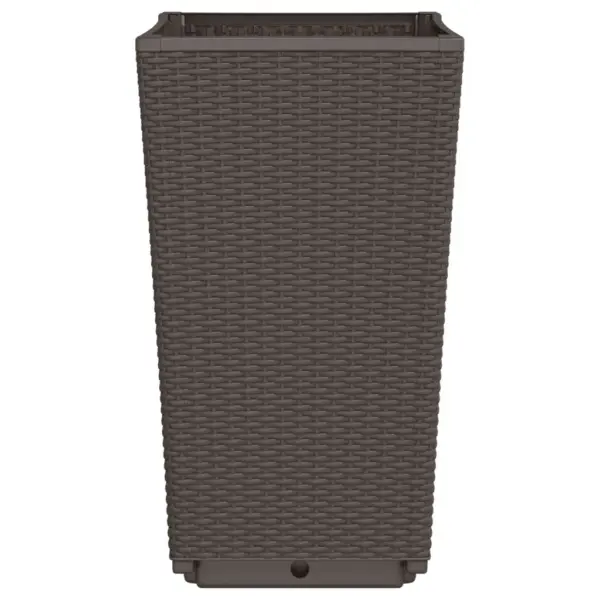 Pruunid rotangimustriga aia taimekastid, 4 tk, PP, 32,5 x 32,5 x 57 cm – 5