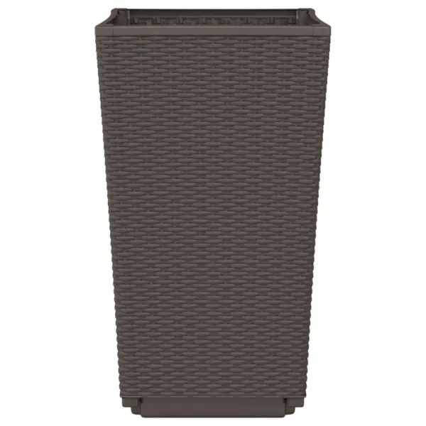 Pruunid rotangimustriga aia taimekastid, 4 tk, PP, 32,5 x 32,5 x 57 cm – 6