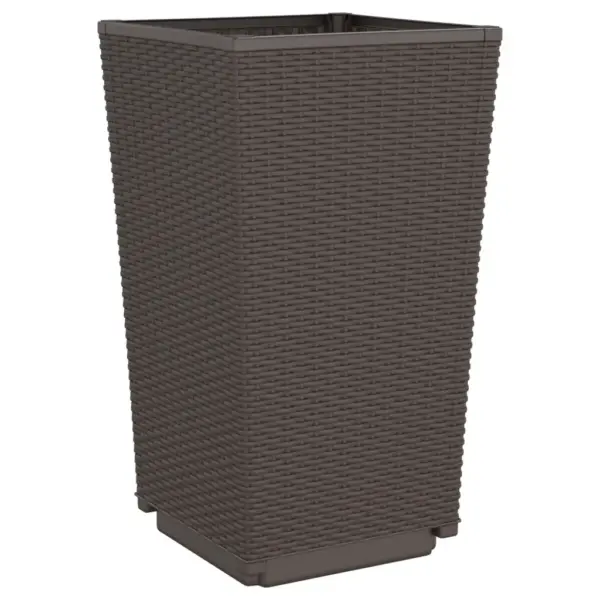 Pruunid rotangimustriga aia taimekastid, 4 tk, PP, 32,5 x 32,5 x 57 cm – 7