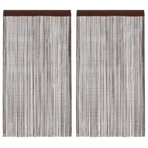 Pruunid nöörkardinad uksele ja aknale, 2 tk, 100 x 250 cm, polüesterkangas