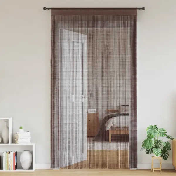 Pruunid nöörkardinad uksele ja aknale, 2 tk, 100 x 250 cm, polüesterkangas – 2