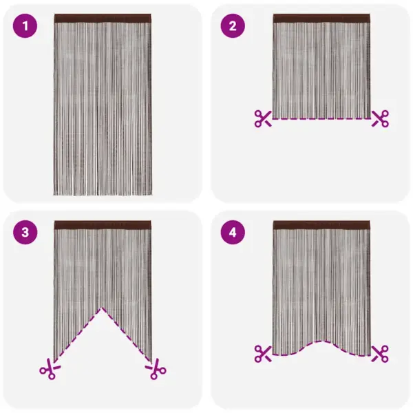Pruunid nöörkardinad uksele ja aknale, 2 tk, 100 x 250 cm, polüesterkangas – 6