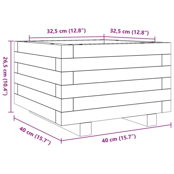 Aia taimekast ebatsuuga puidust, töötlemata, 40 x 40 x 26,5 cm – 10