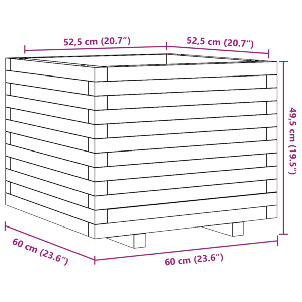 Puidust aia taimekast 60 x 60 x 49,5 cm, töötlemata männipuit – 10