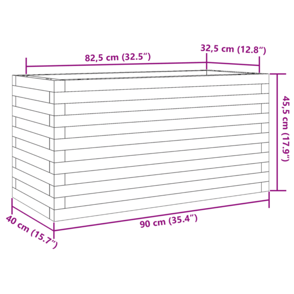 Puidust aia taimekast avatud põhjaga, pruun survetöödeldud männipuit, 90 x 40 x 45,5 cm - 10