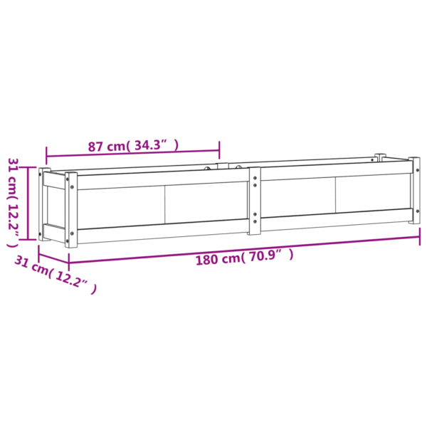 Aia taimekastid 2 tk, vahapruun männipuit, 180 x 31 x 31 cm – 12