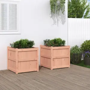 Puidust aia taimekastid 2 tk, töötlemata ebatsuuga puit, 60 x 60 x 60 cm