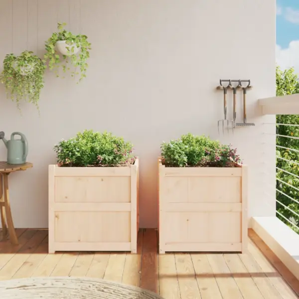 Puidust aia taimekastid 2 tk, töötlemata männipuit, 60 x 60 x 60 cm – 3