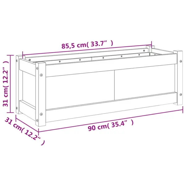 Aia taimekastid 2 tk, töötlemata ebatsuugapuit, 90 x 31 x 31 cm - 12