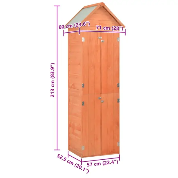 Puidust aiatööriistakuur veekindla katusega, 71 x 60 x 213 cm, pruun – 12