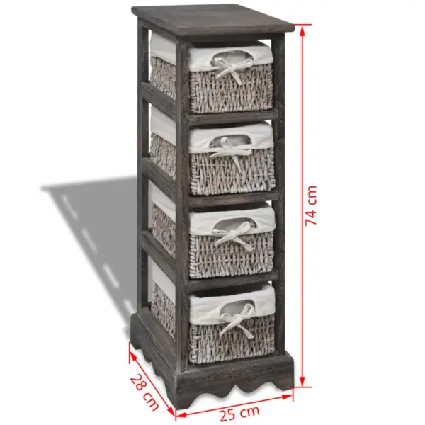 Pruun paulowniapuidust hoiuriiul 4 punutud korviga, 25 x 28 x 74 cm – 7