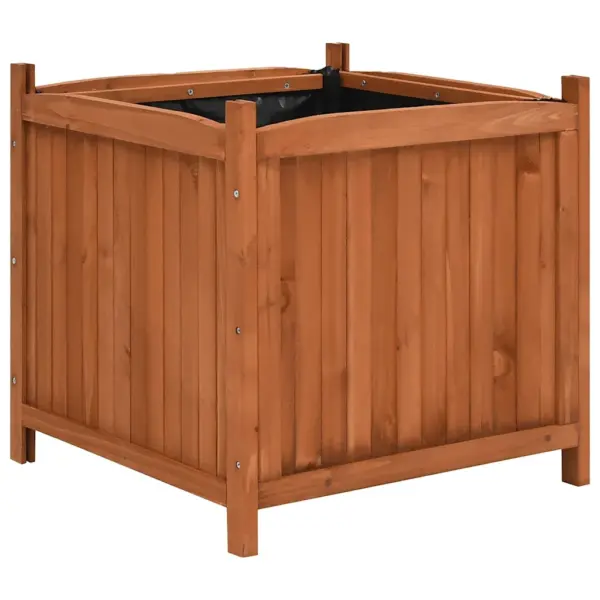 Nulupuidust taimekastid polüestervoodriga, 2 tk, pruun, 50 x 50 x 50 cm – 3