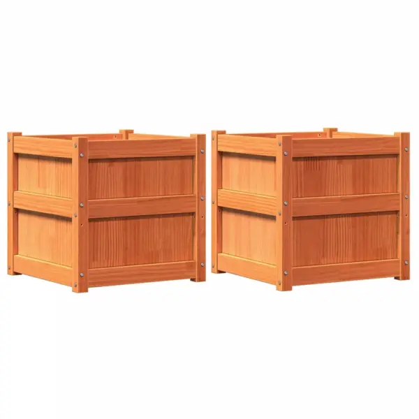 Aia taimekastid 2 tk, vahapruun männipuidust, 50 x 50 x 50 cm – 2