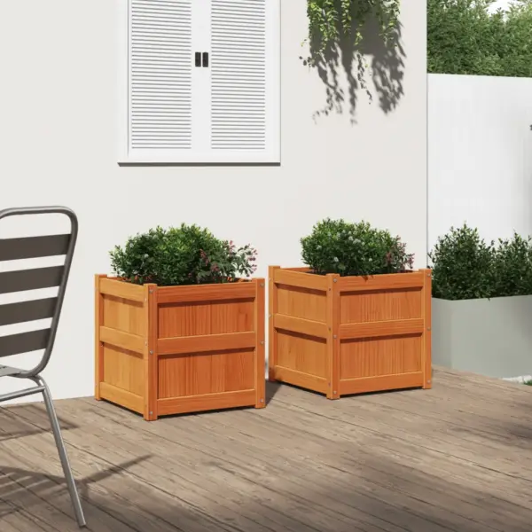 Aia taimekastid 2 tk, vahapruun männipuidust, 50 x 50 x 50 cm – 3